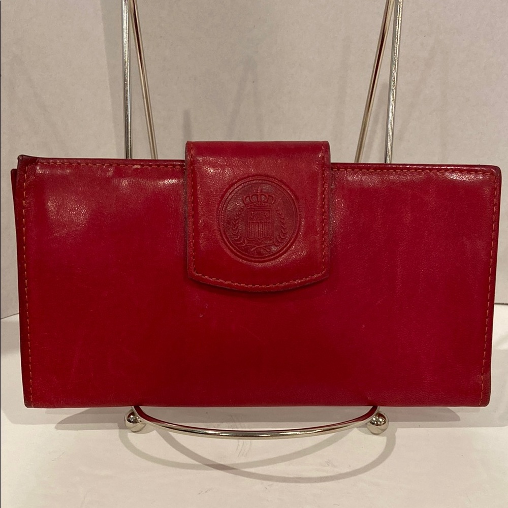 Vintage Princess Gardner Genuine Leather Raspberry Pink Slim Wallet w/ Checkbook